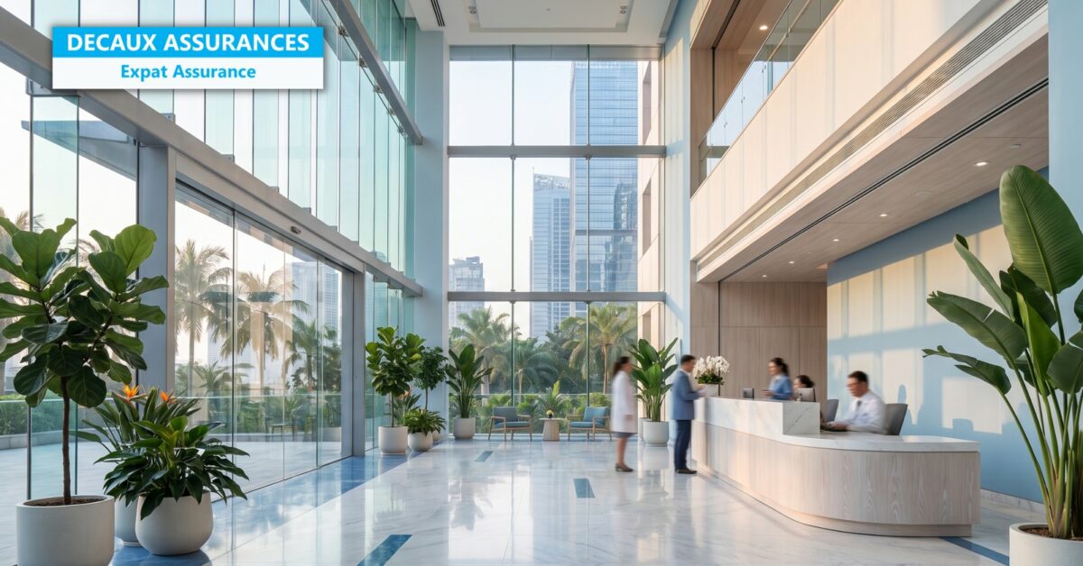 Expat Assurance – hall d'un hôpital international moderne